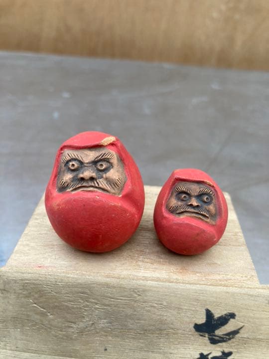 圭泉 作 北村 圭泉 ？ 七転八起 陶器 素焼 ダルマ 達磨 置物 小物 和