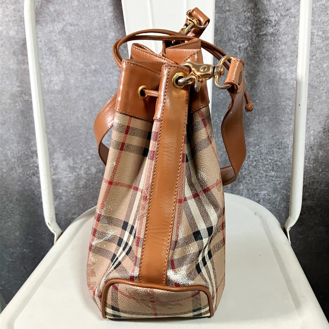 Burberrys ショルダーバッグ　巾着　ヴィンテージ ブラウン　ノバチェック