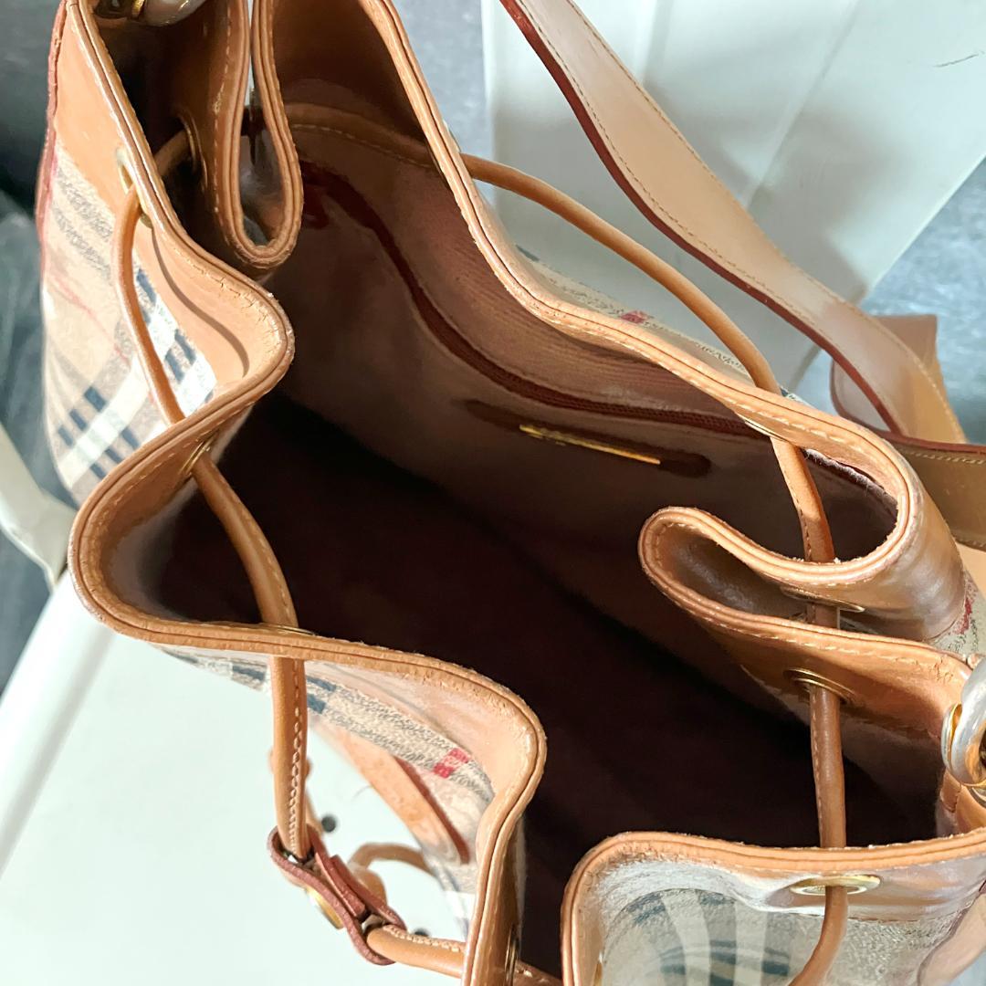 Burberrys ショルダーバッグ　巾着　ヴィンテージ ブラウン　ノバチェック