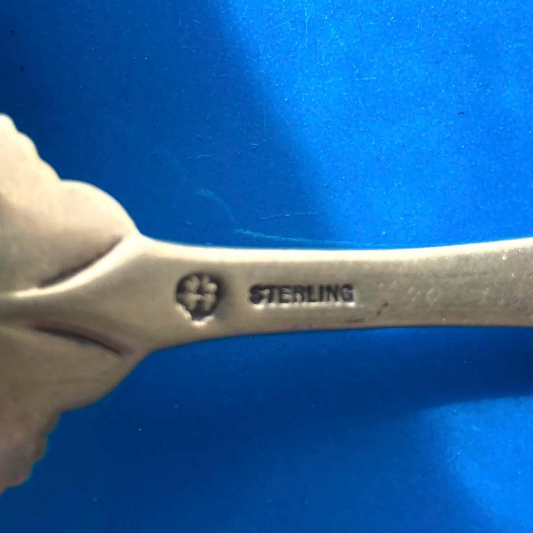 純銀鍍金　透かし王冠ライオン　ナッツスプーン