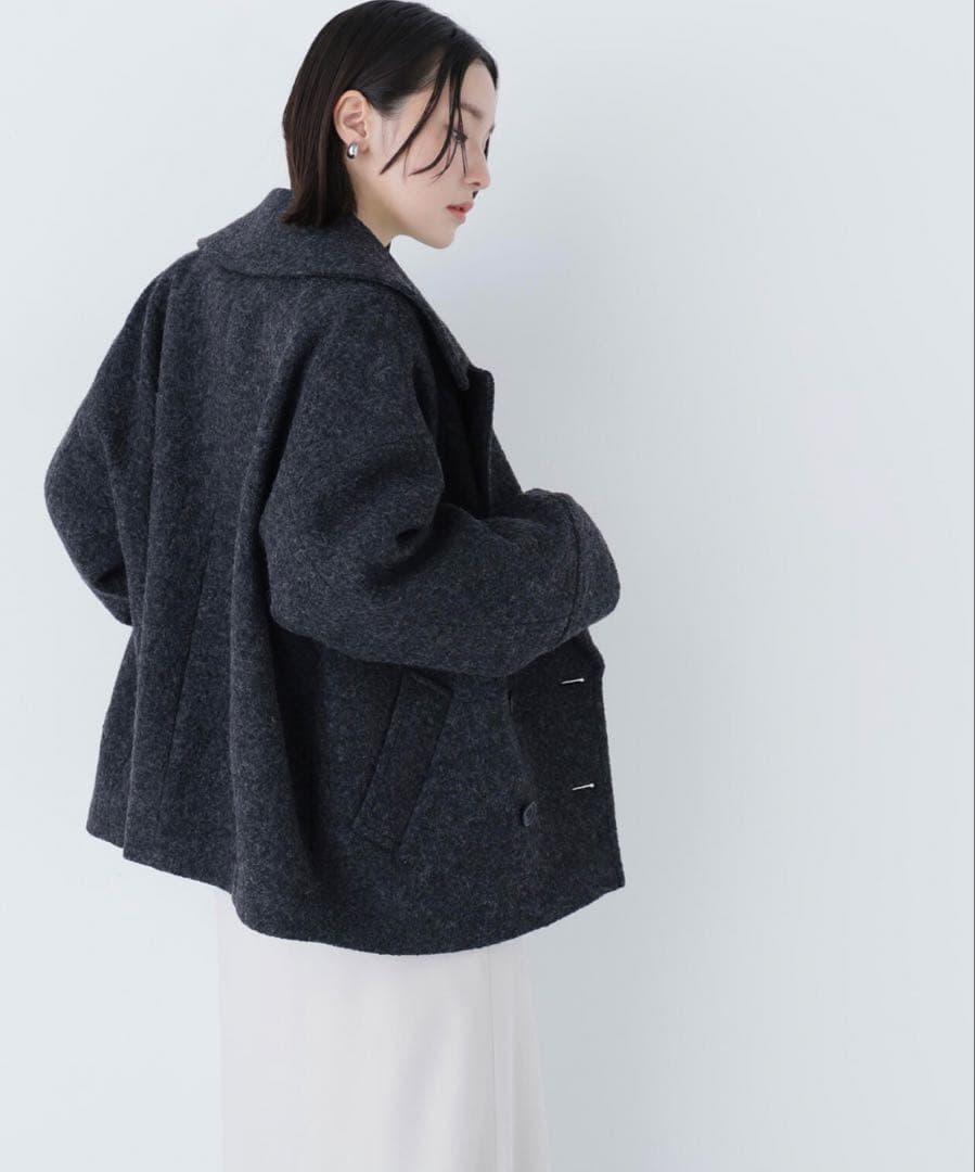 NATURAL BEAUTY BASIC ウーリーフォルムハーフコート