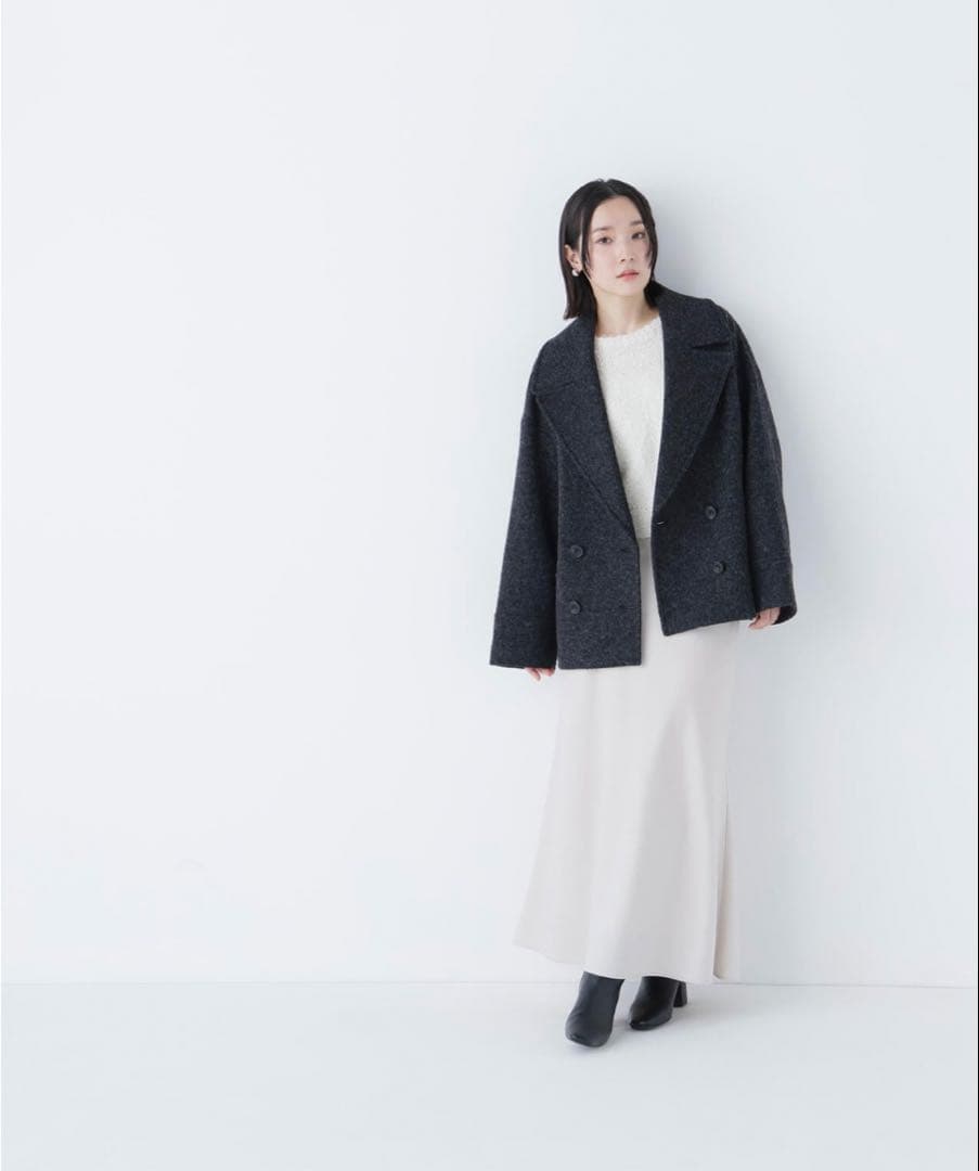 NATURAL BEAUTY BASIC ウーリーフォルムハーフコート