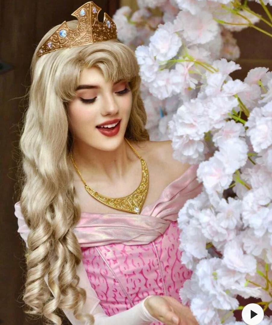 オーロラ姫ドレス　ティアラネックレスウィッグ4点セット　Dハロシークレットハニー