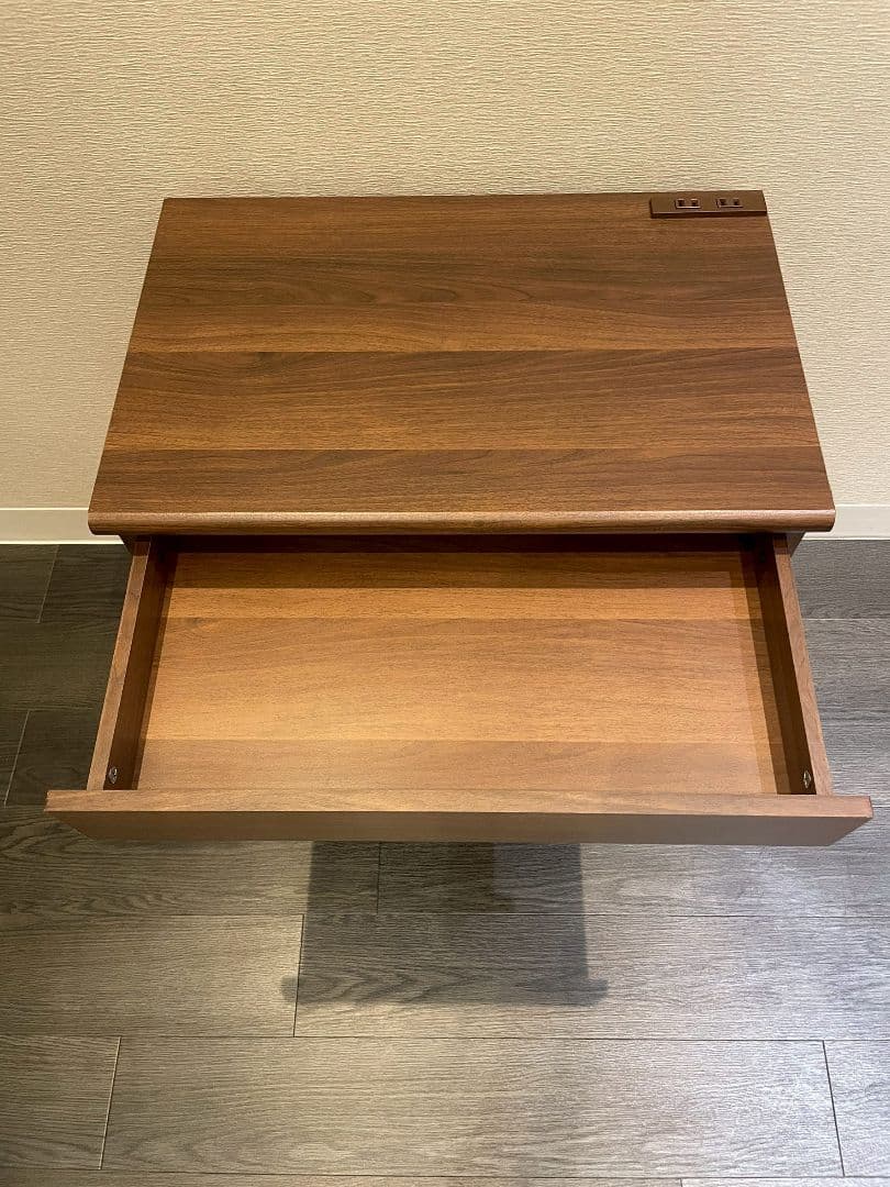 ダークブラウン パソコンデスク 引き出し付き