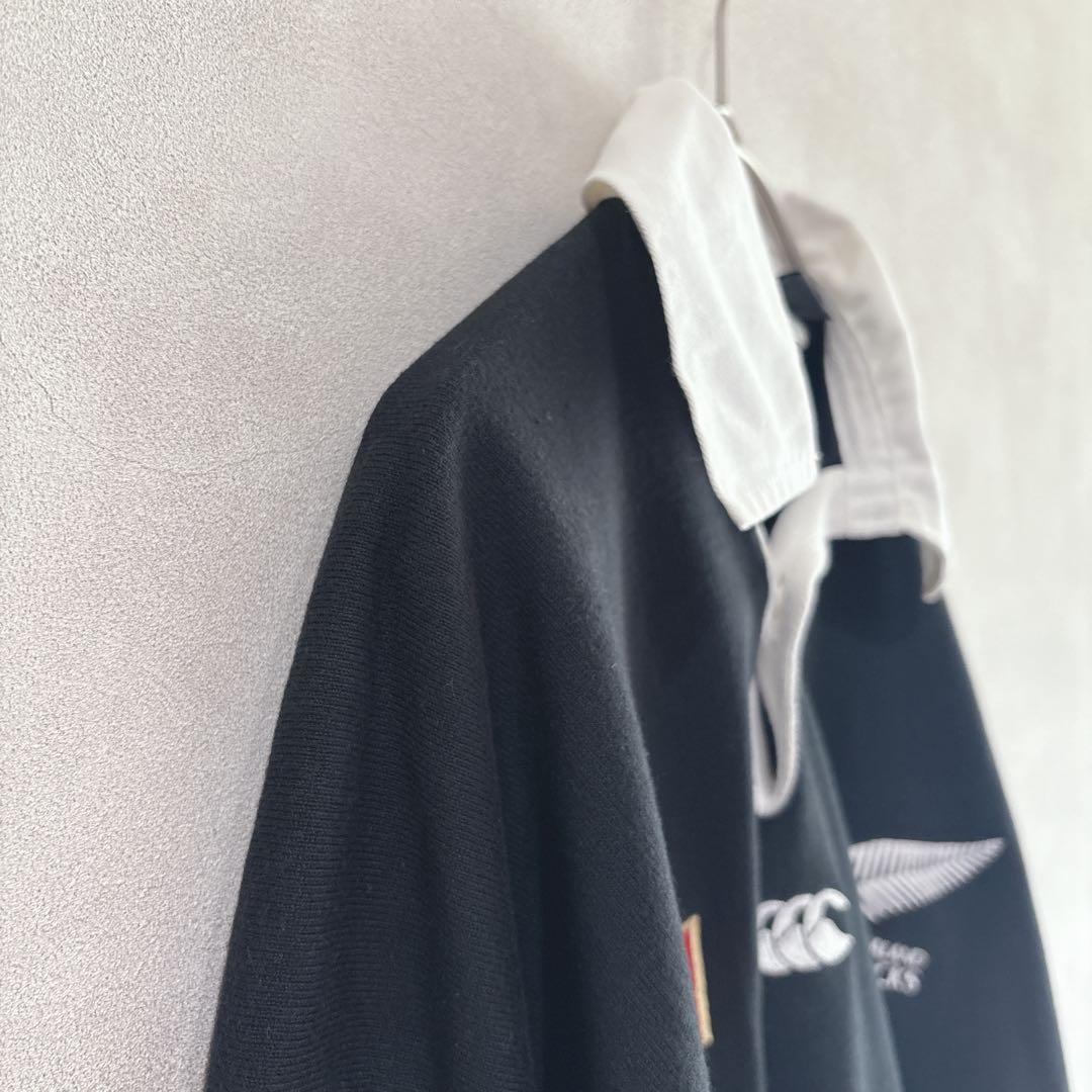 【希少】90s カンタベリー　ALL BLACKS ラガー シャツ S ブラック