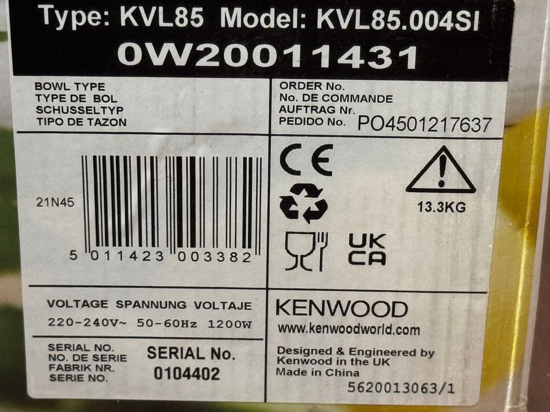 未使用ケンウッド スタンドミキサー Titanium Chef Baker XL