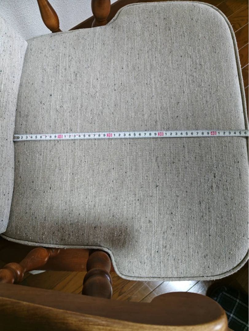 【最終価格！美品】アンティークロッキングチェア＆オットマン　ファブリック張替済