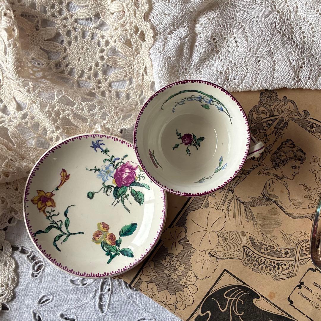 Gien フランス　ピンク　アンティーク　すずらん　ミュゲ　スズラン　多色刷り