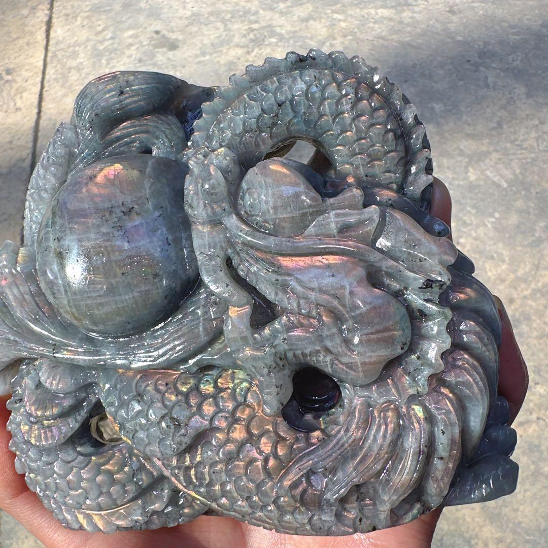 天然石ラブラドライトの龍　置物　ご購入前に在庫確認必要G.150