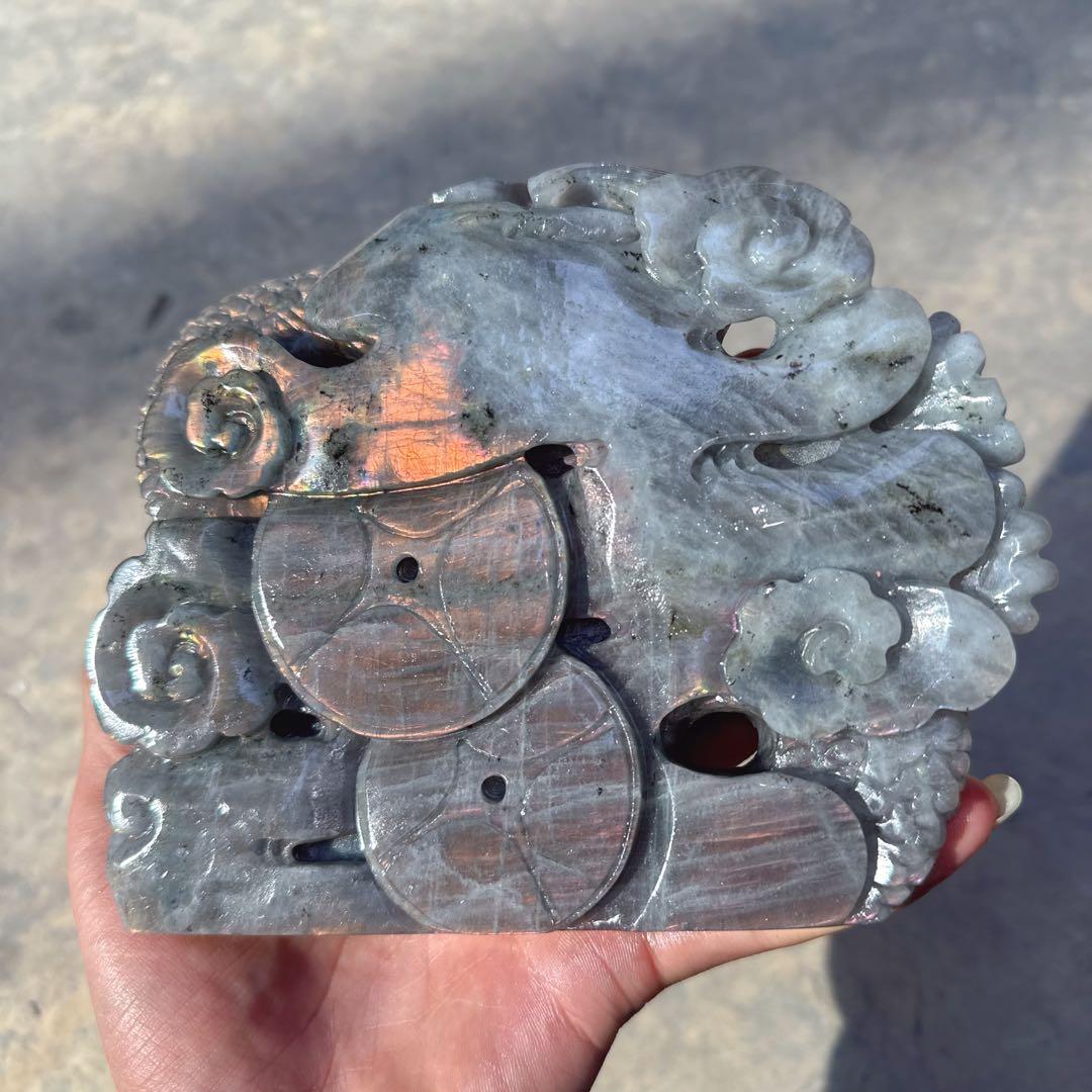 天然石ラブラドライトの龍　置物　ご購入前に在庫確認必要G.150