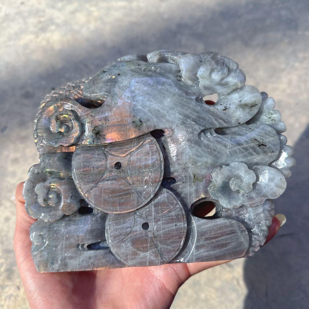 天然石ラブラドライトの龍　置物　ご購入前に在庫確認必要G.150