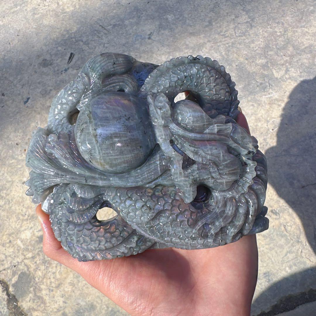 天然石ラブラドライトの龍　置物　ご購入前に在庫確認必要G.150