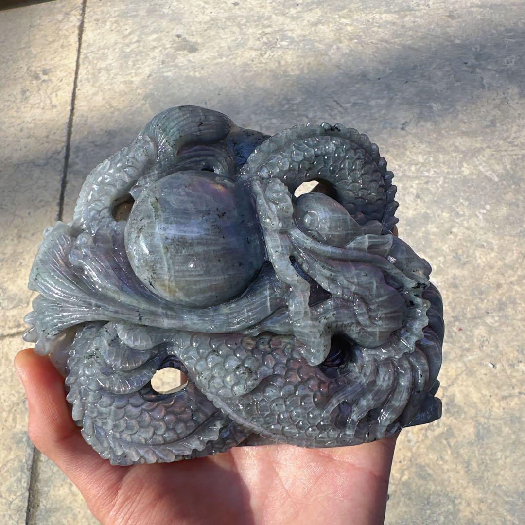 天然石ラブラドライトの龍　置物　ご購入前に在庫確認必要G.150