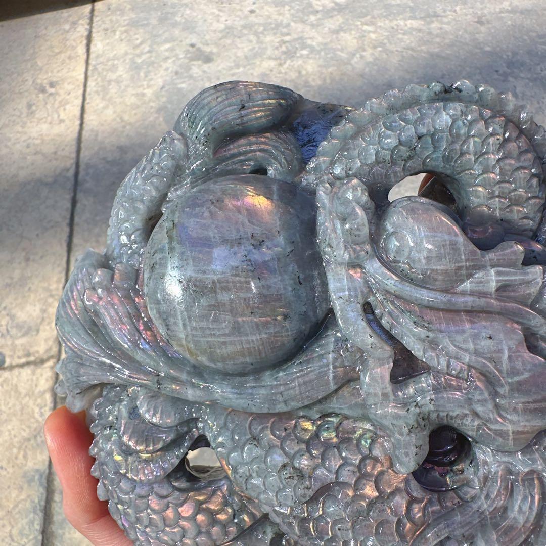 天然石ラブラドライトの龍　置物　ご購入前に在庫確認必要G.150