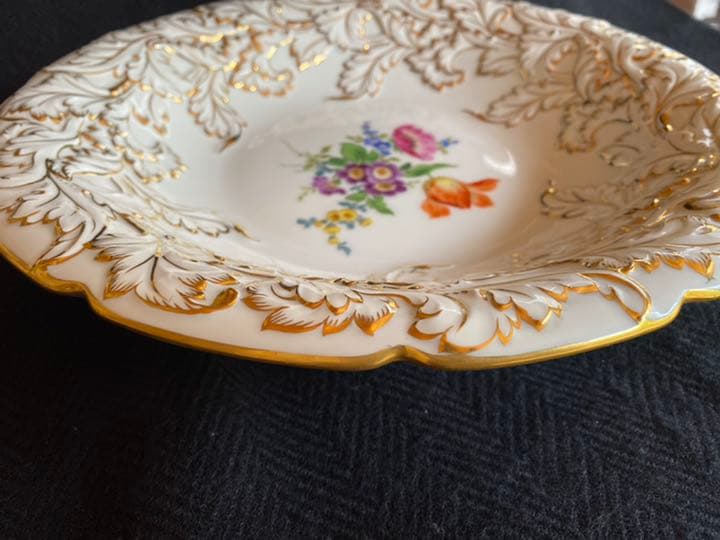 MEISSENマイセン　アンティーク　5花絵付け皿　最高級　レア