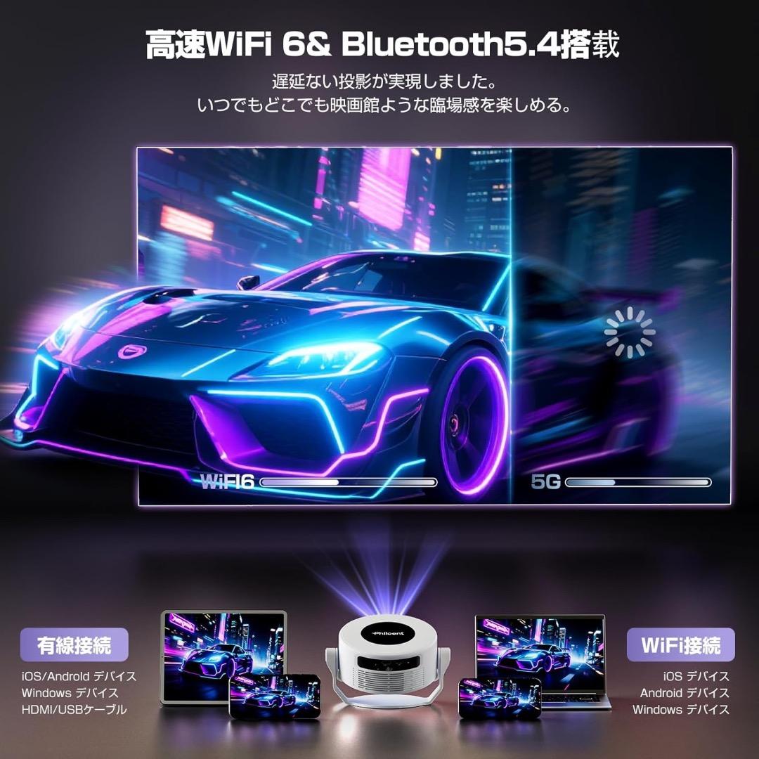 プロジェクター 家庭 小型 1080P 8K対応 Android TV 14.0