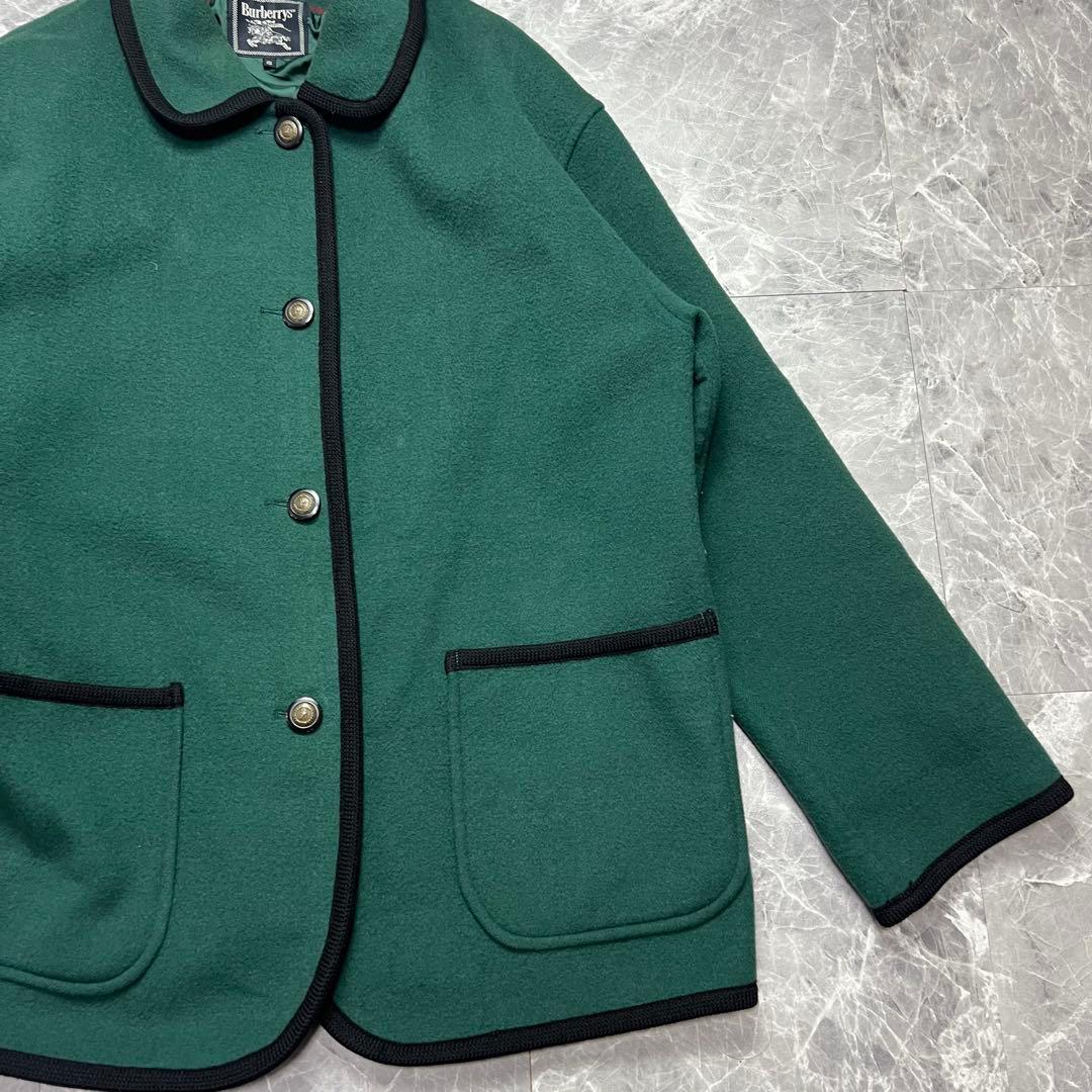 バーバリー♡カシミヤ　ダブルフェイス　コート　金ボタン　ノバチェック グリーン