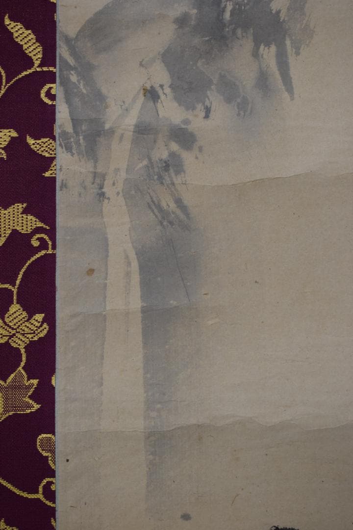 【真作】谷文晁/滝山水図/滝湖村図/掛軸☆宝船☆Z-163