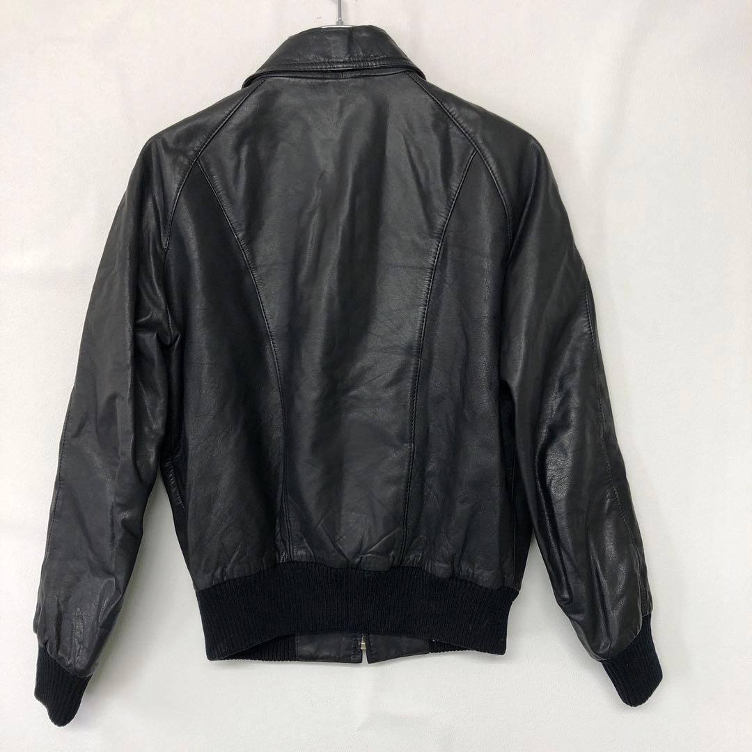 ヴィンテージ 韓国製 古着 襟付 リブ切替 レザージップアップジャケット