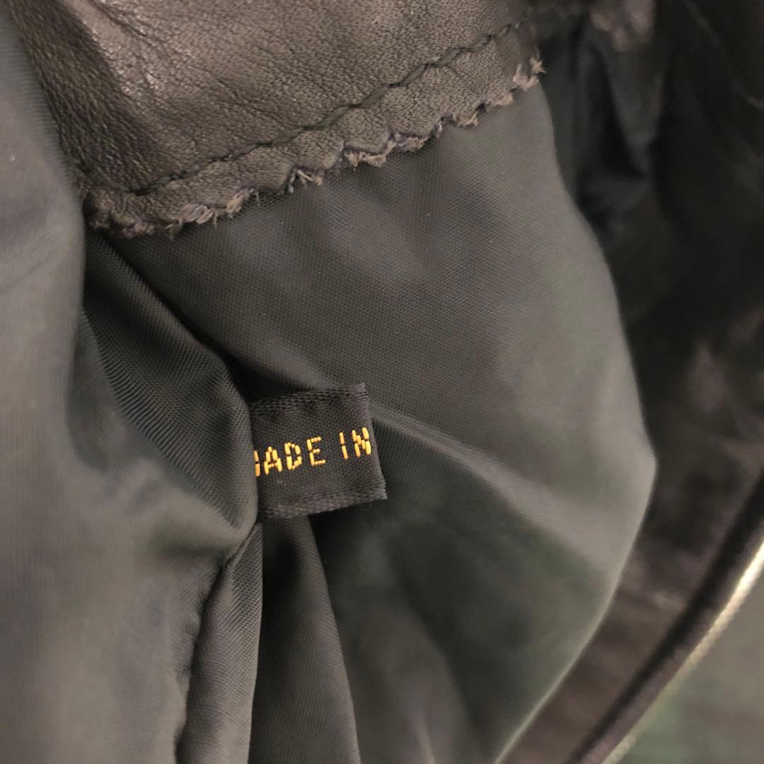 ヴィンテージ 韓国製 古着 襟付 リブ切替 レザージップアップジャケット