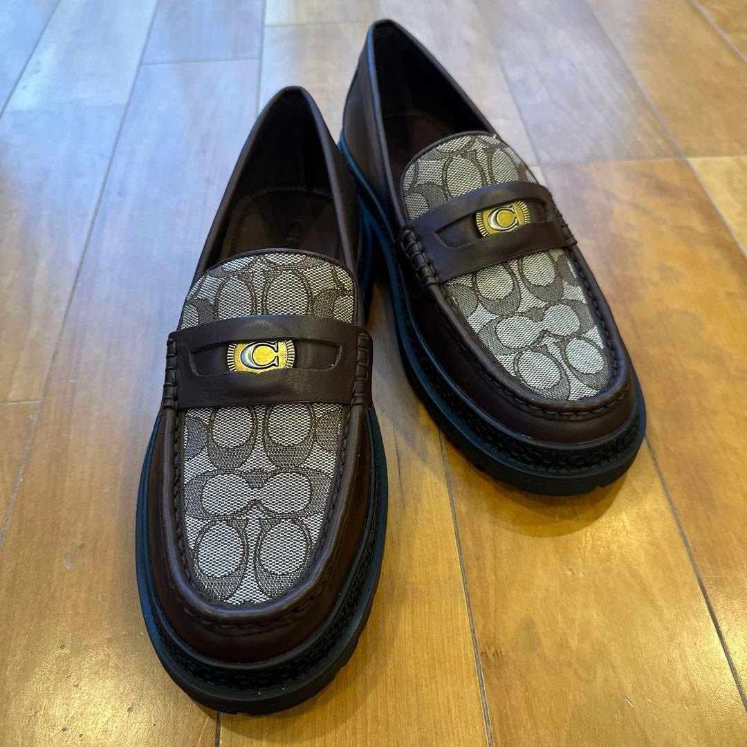 COACH メンズモノグラムローファー ブラウン 26.0cm