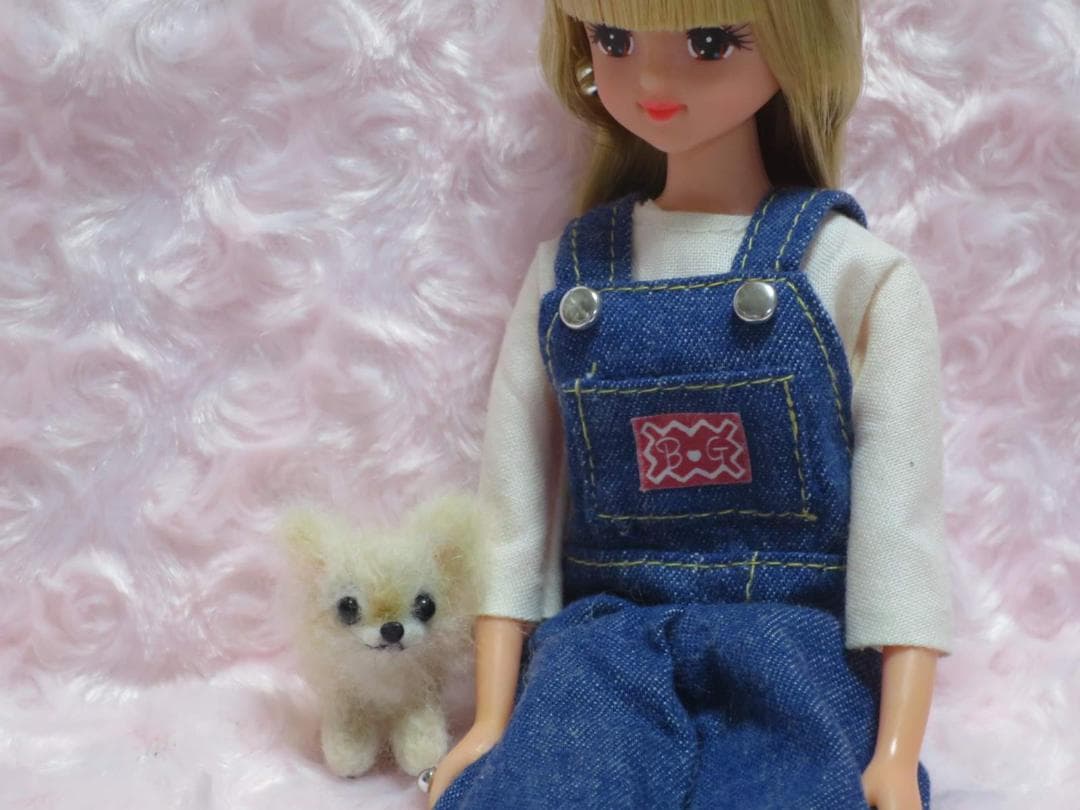 羊毛フェルト 犬 チワワ チョコタン パーティーカラー ミニチュアドールハウス