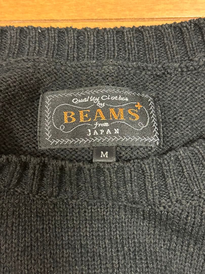 BEAMS PLUS Crew LilyYarn 7G 黒 M ニット