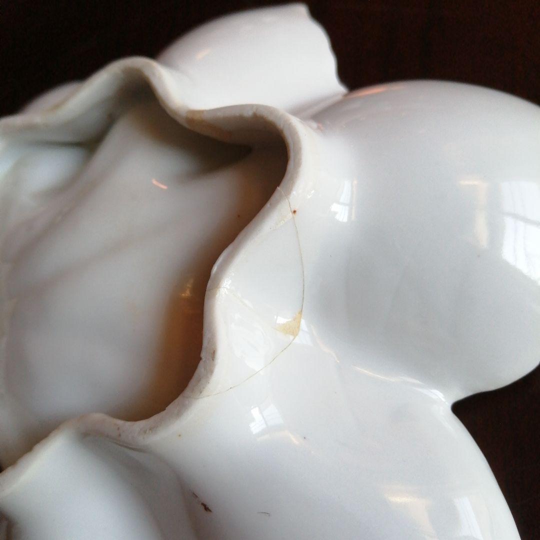 京焼　白磁紅葉形皿　5枚　18.6cm　大正～昭和初期