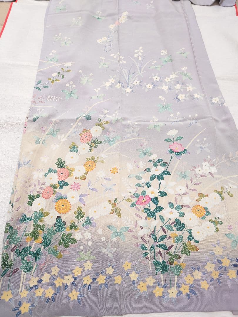 正絹　袷　訪問着　藤色