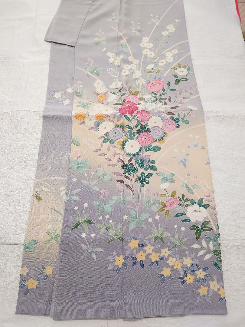 正絹　袷　訪問着　藤色