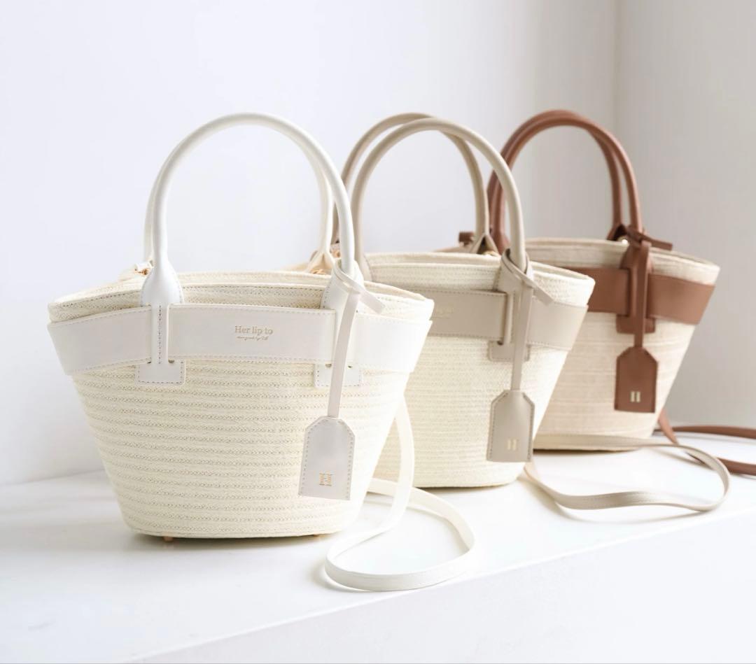 ハーリップトゥ　ベージュ かごバッグ 小型