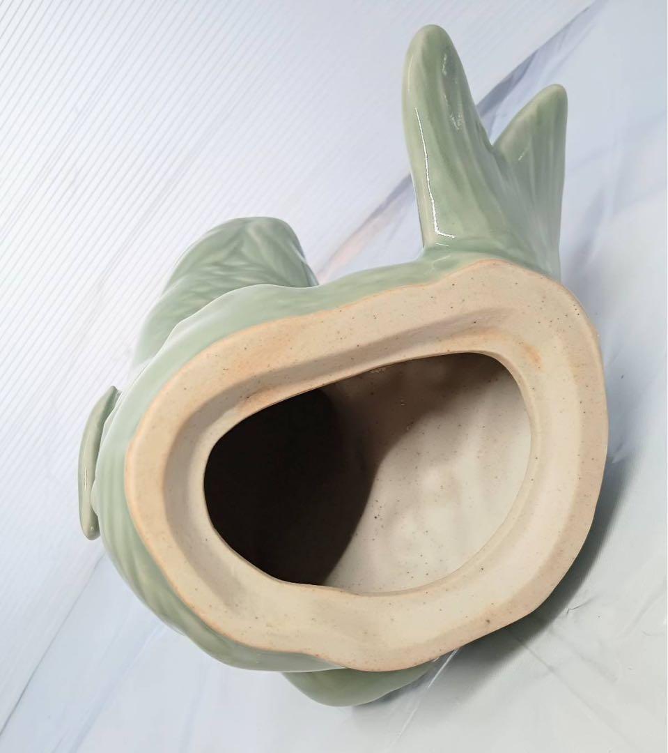 三田焼 青磁 鯉仙人香炉 三田青磁工房 置物 木箱入り 鯉 仙人 骨董