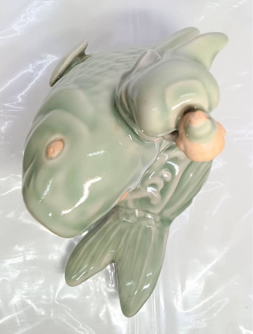 三田焼 青磁 鯉仙人香炉 三田青磁工房 置物 木箱入り 鯉 仙人 骨董