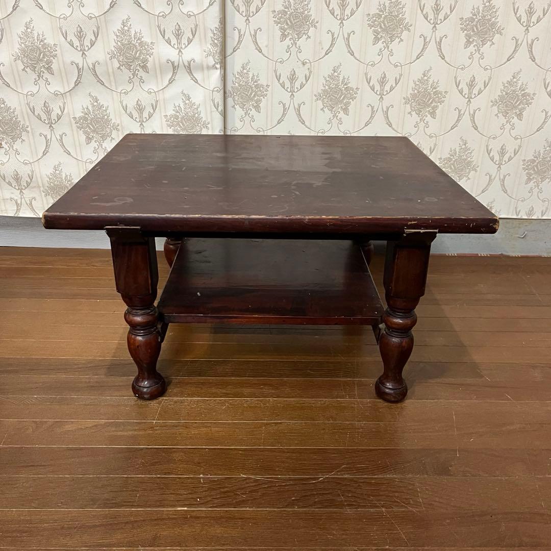 【アンティーク】昭和レトロ 木製 ろくろ脚 ローテーブル 文机 座卓 古道具