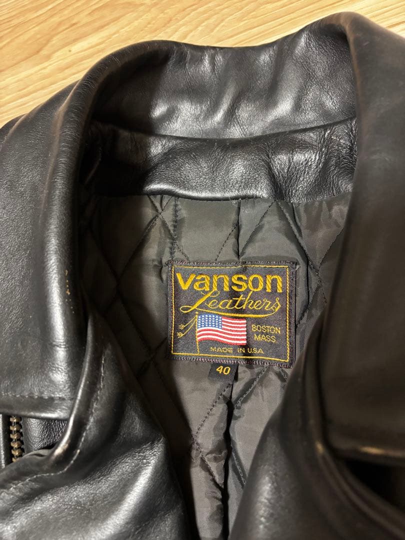 vanson ブラック レザー ライダースジャケット 40 C2