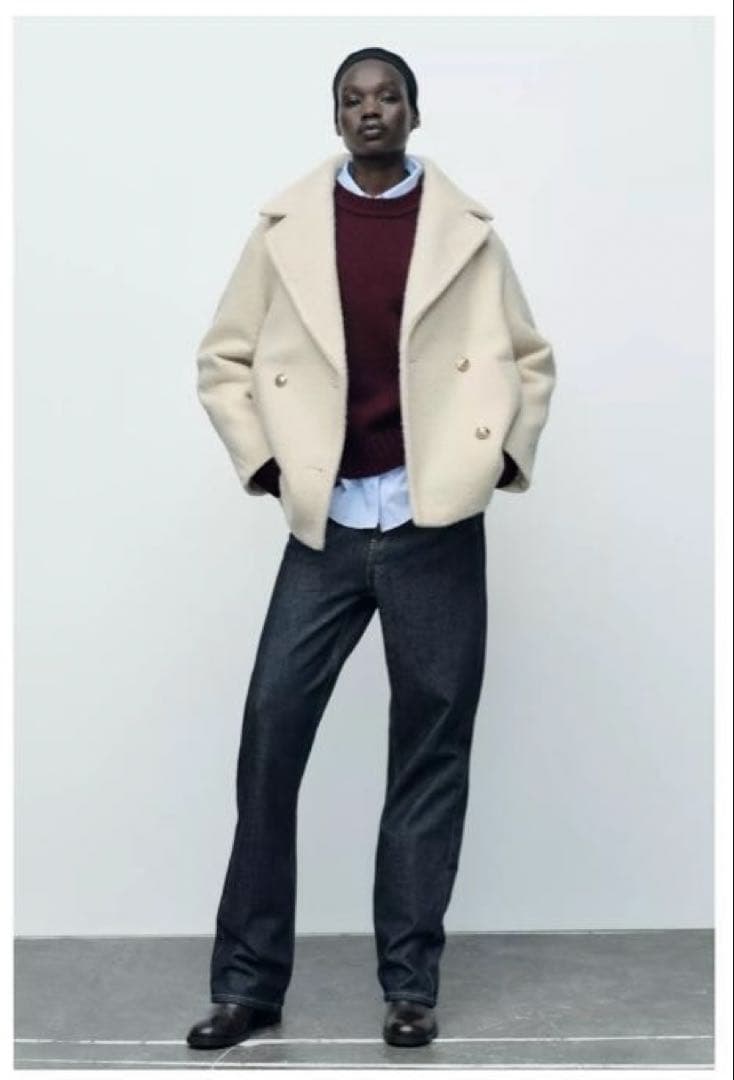 完売品⭐︎ZARA セミロング丈ブークレコート XS エクリュ