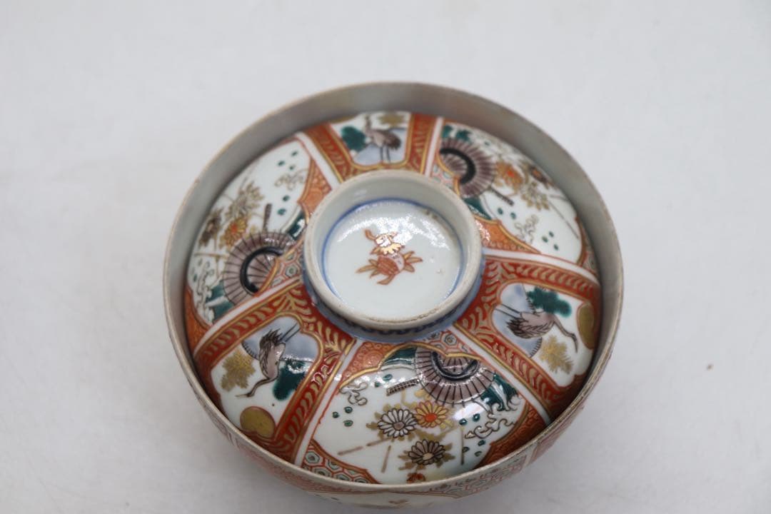 江戸　伊万里錦絵　蓋茶碗5点① アンティーク　送料込み251112