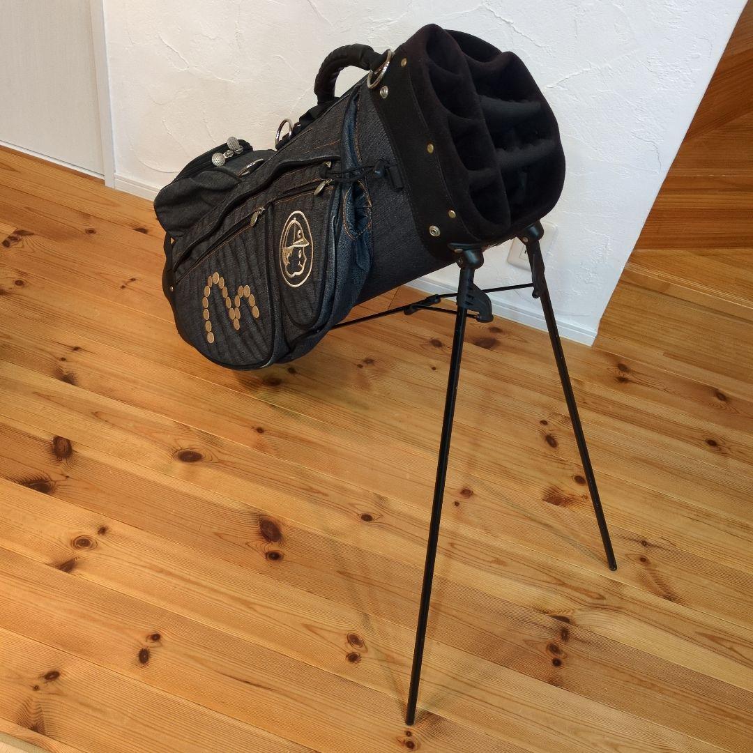 【希少品】エヴィス（EVISU）スタンド式キャディバッグ・デニム生地