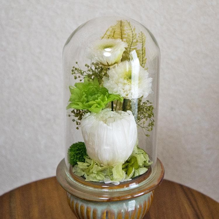 仏花 ドーム型一対（２個セット） 菊をベースにして ホワイト・グリーン
