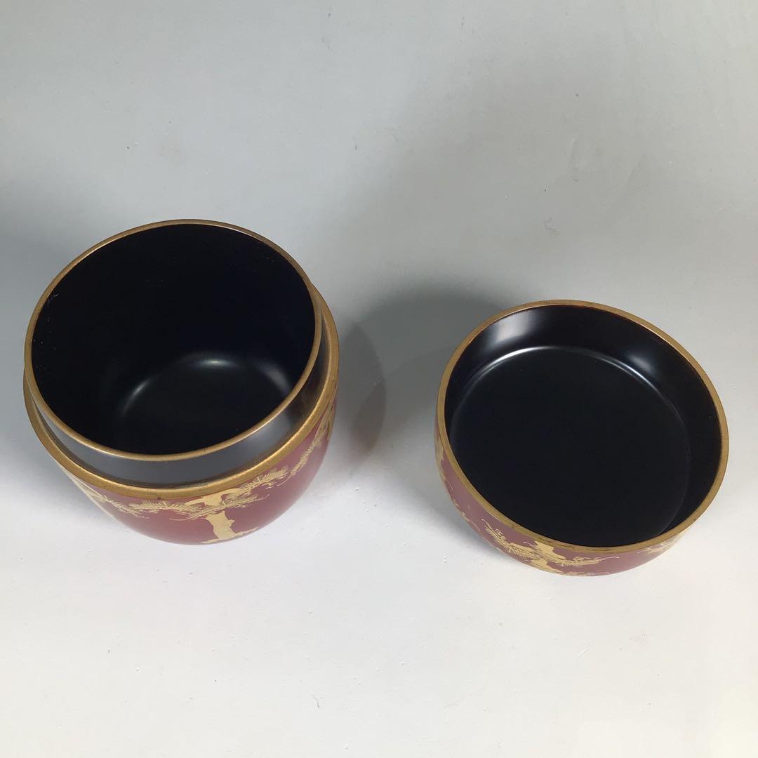 Ｎ５１９　棗　『塗師　哲山作』『溜塗』『遠山蒔絵』『中棗』　共箱　茶道具