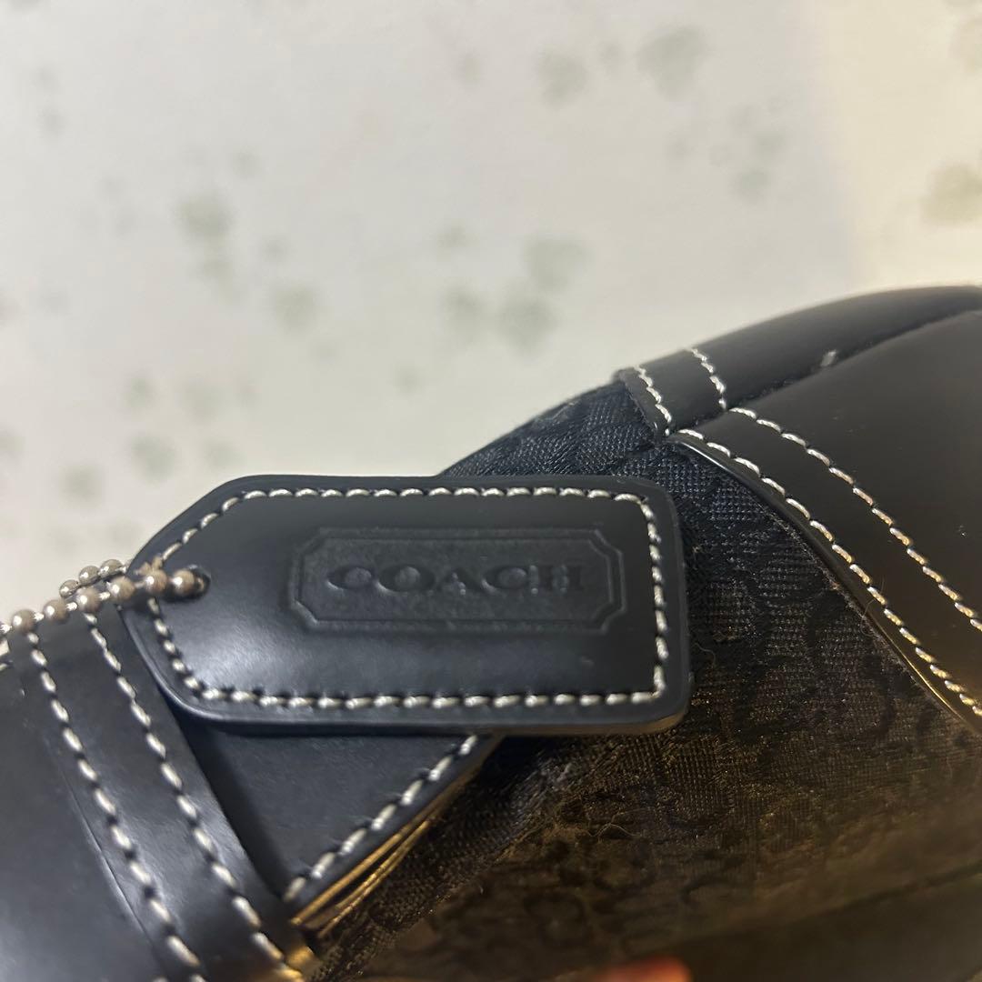 COACH コーチ ミニシグネチャー ワンショルダーバッグ グレー黒 6351