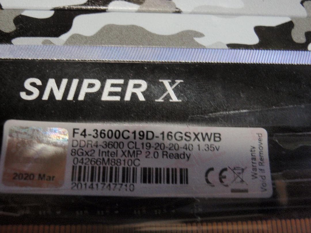 メモリー G.SKILL SNIPER X DDR4 3600MHz 16GB 8GBx2