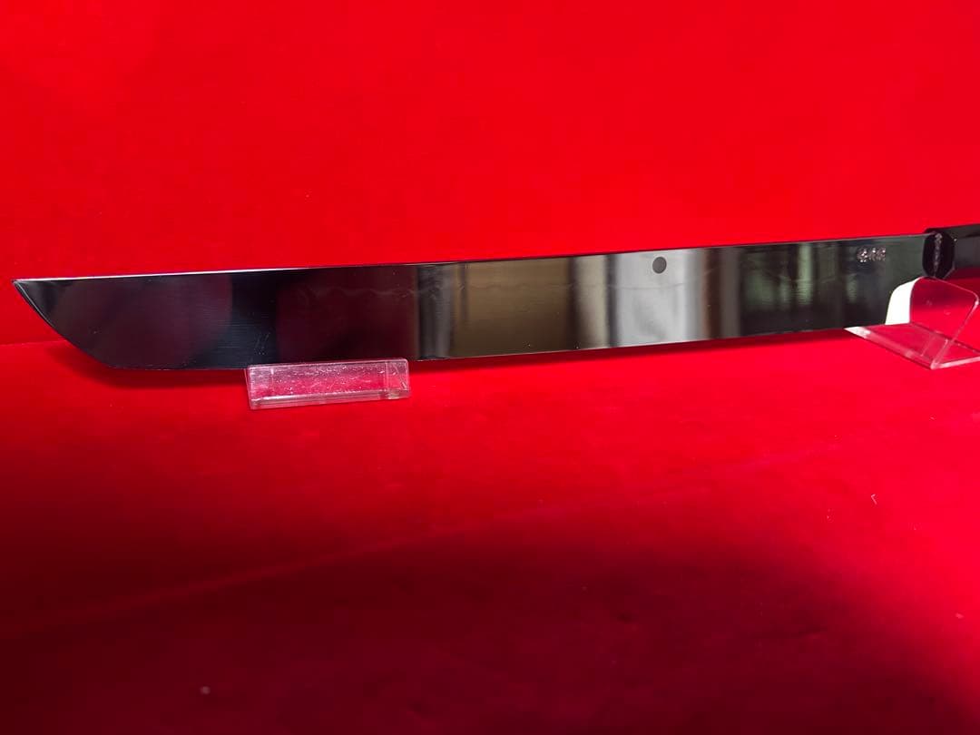 No.01420 包丁　先丸　水本焼　白鋼　富士山満月波紋　完全鏡面仕上げ　箱付