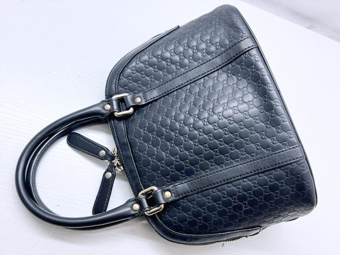 GUCCI　グッチ　マクロシマ　エンボス　ハンドバッグ　黒　449663