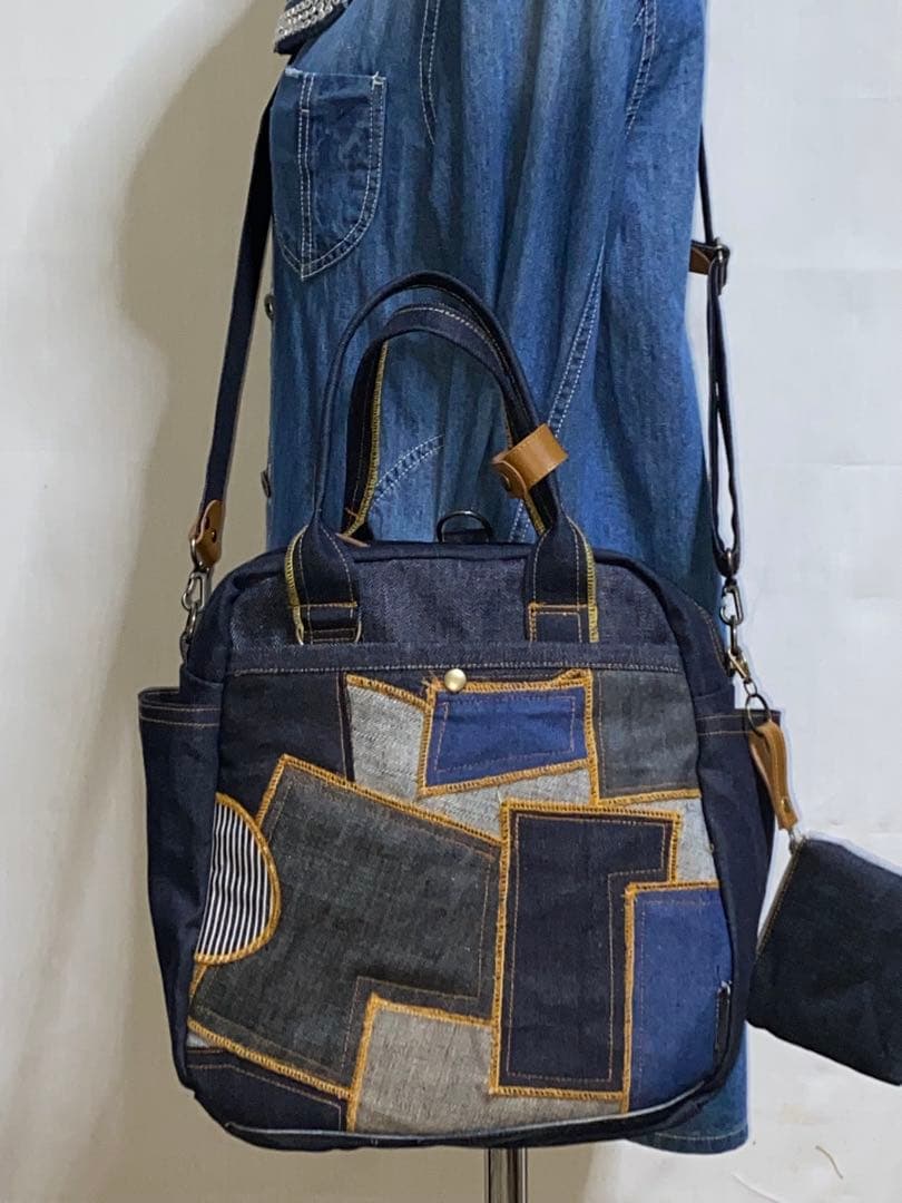 ハンドメイド☆岡山デニム☆パッチワーク☆☆4wayボストンバッグ