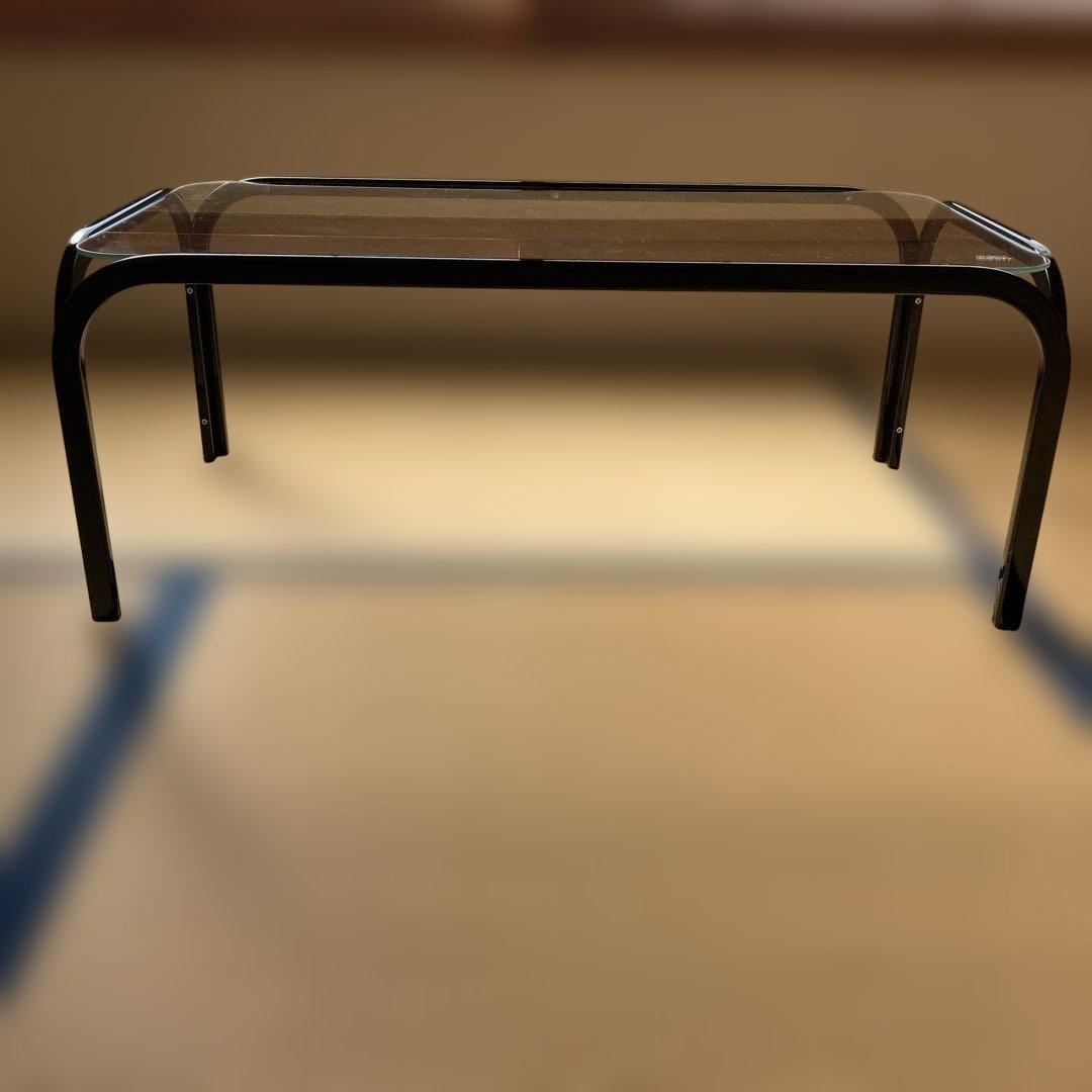 希少　レトロ　ガラステーブル　ブラック
