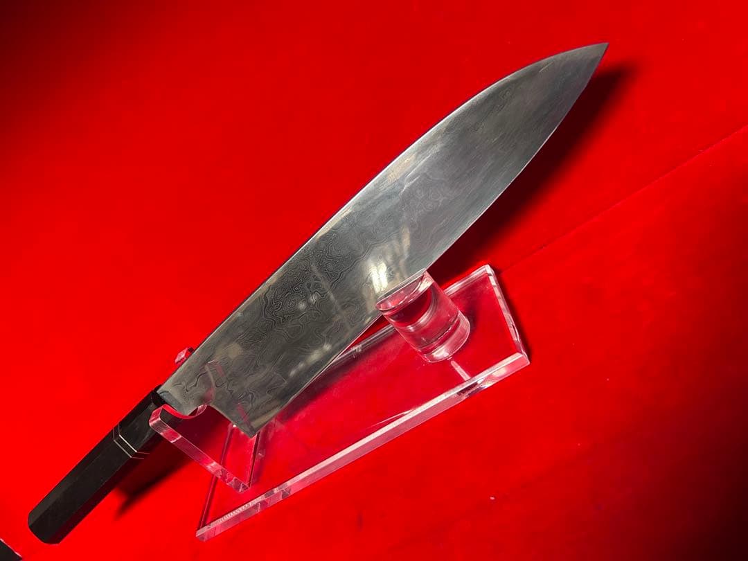 01555 包丁　和牛刀　折り返し鍛錬　六回鍛　墨流　雲流　箱付　未使用品