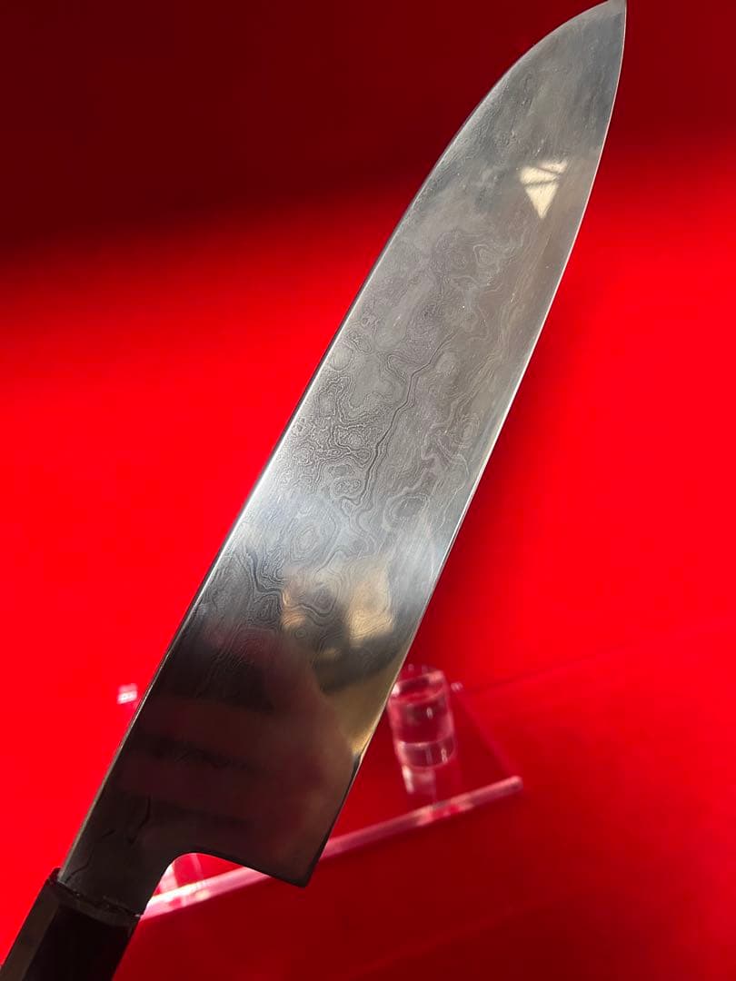 01555 包丁　和牛刀　折り返し鍛錬　六回鍛　墨流　雲流　箱付　未使用品