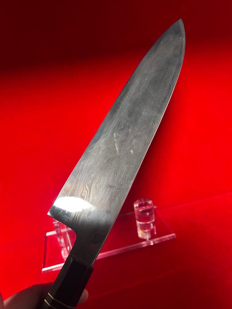 01555 包丁　和牛刀　折り返し鍛錬　六回鍛　墨流　雲流　箱付　未使用品