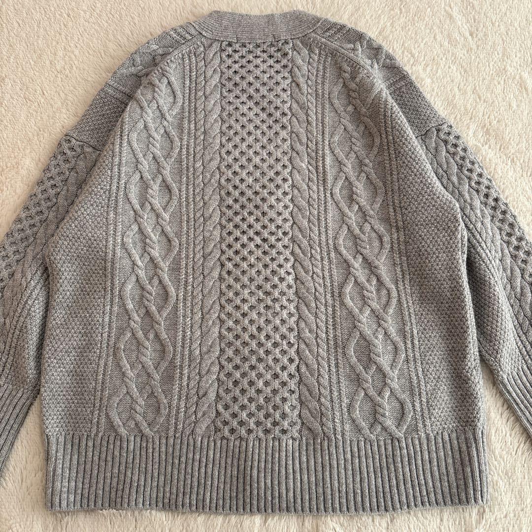 美品✨23区 ウール　カシミヤ　アランパターン　カーディガン　グレー　38